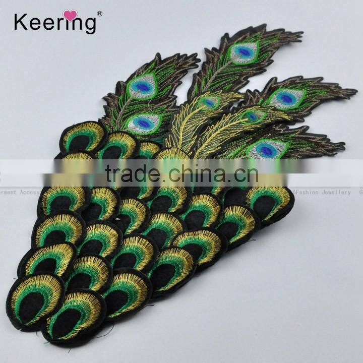 Hot Sale Pretty Peacock Feather Embroidery Patch Fabric Craft WEF-019