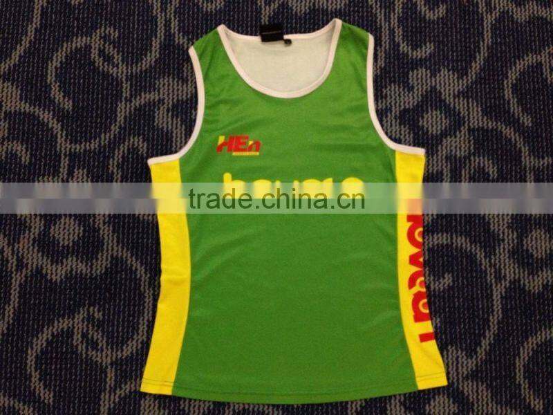 Hongen apparel Customised Printing Sublimation Running Singlets