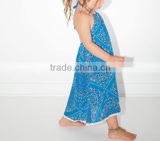 Beautiful Boho Printed Rayon One Piece Girls Party Dresses Children Girl Clothings Kids Model Dresses 2016 HSD5736