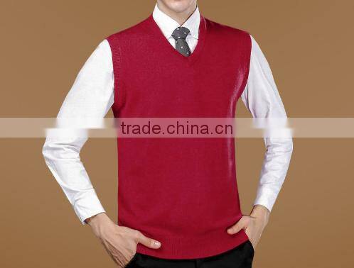 2016 New Autumn Winter Warm Cashmere Sweater Vest Men Classic Sleeveless Wool Solid Color Jersey Casual V-Neck Pullover