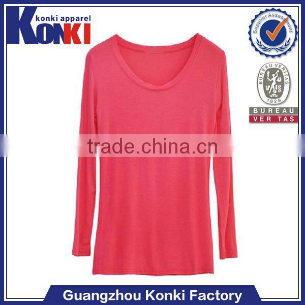 cheap plain long sleeve loose t shirt for women