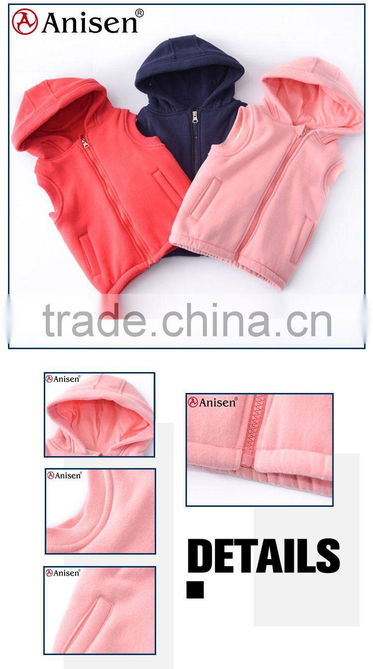 factory wholesale custom sleeveless fleece kids clothing vest