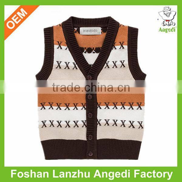 2016 custom Kids knit vest jumper winter sweater with button-up baby cardigan