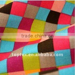 100% cotton checks canvas printed sofa cover fabric