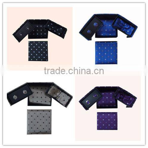HOt product Men business Ties with Cufflink Tie clip Hankie Gift Box