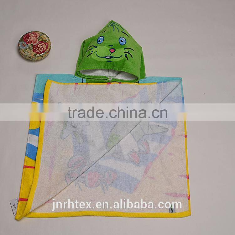 Alibaba Trade Assurance combed cotton screen printing terry children poncho beach towel