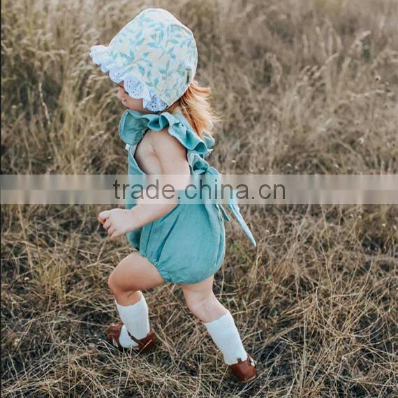 Baby Boutique Wholesale Baby Wear Clothes Best Quality Linen Fabric Baby Romper