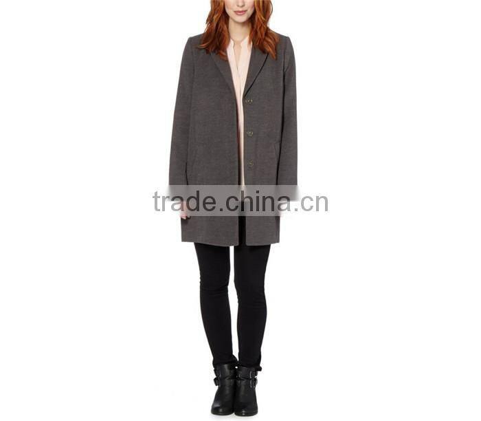 ladies grey single breasted three quarter length vintage winter coat