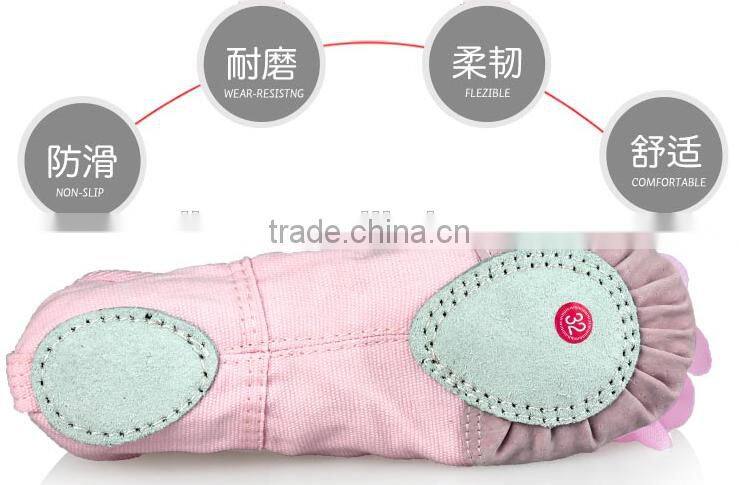 softy comfortable professional canvas faric children's ballet dance shoes