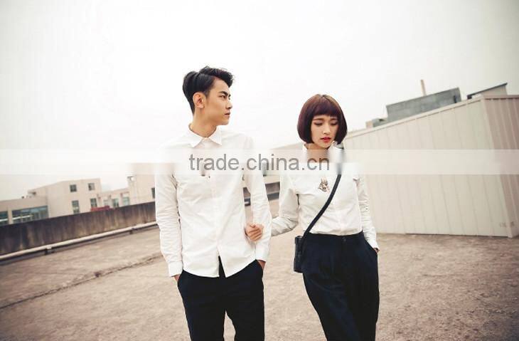 design Cat Embroidered men oxford casual shirt, young couple shirt