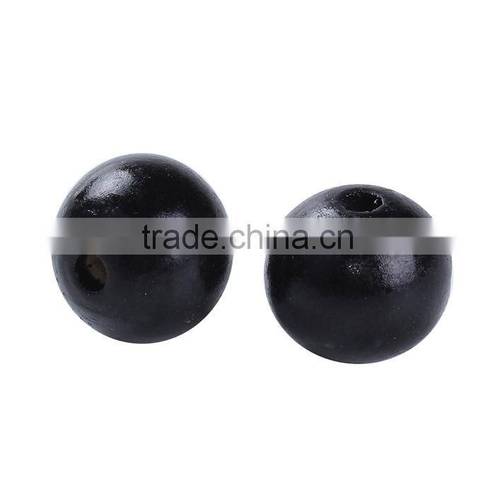 High Quality Round Black Printing Hinoki Wood Beads