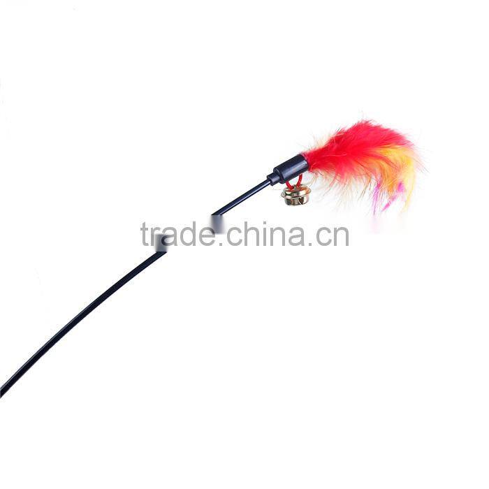 Plastic Wand Pet Teaser Feather Multicolor