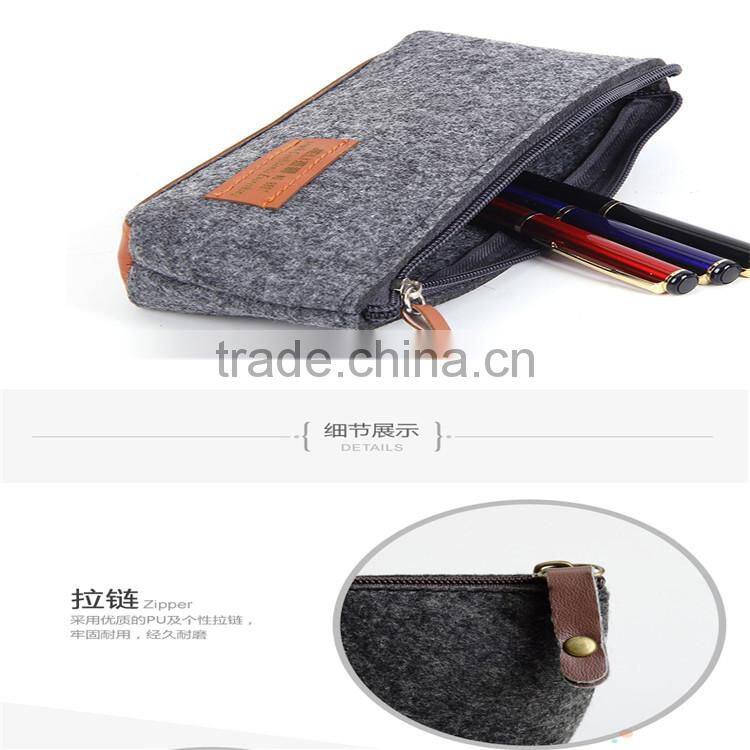 Cute simple large logo customs school felt pencil bag case