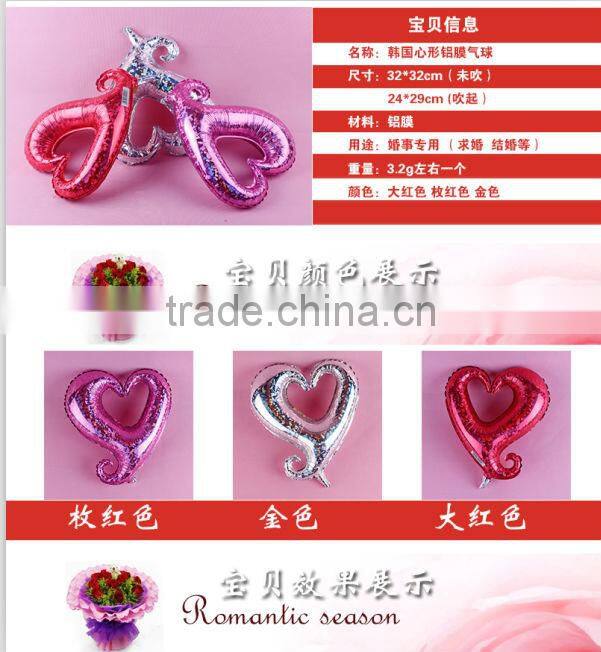 2014 new design heart shape foil helium balloon