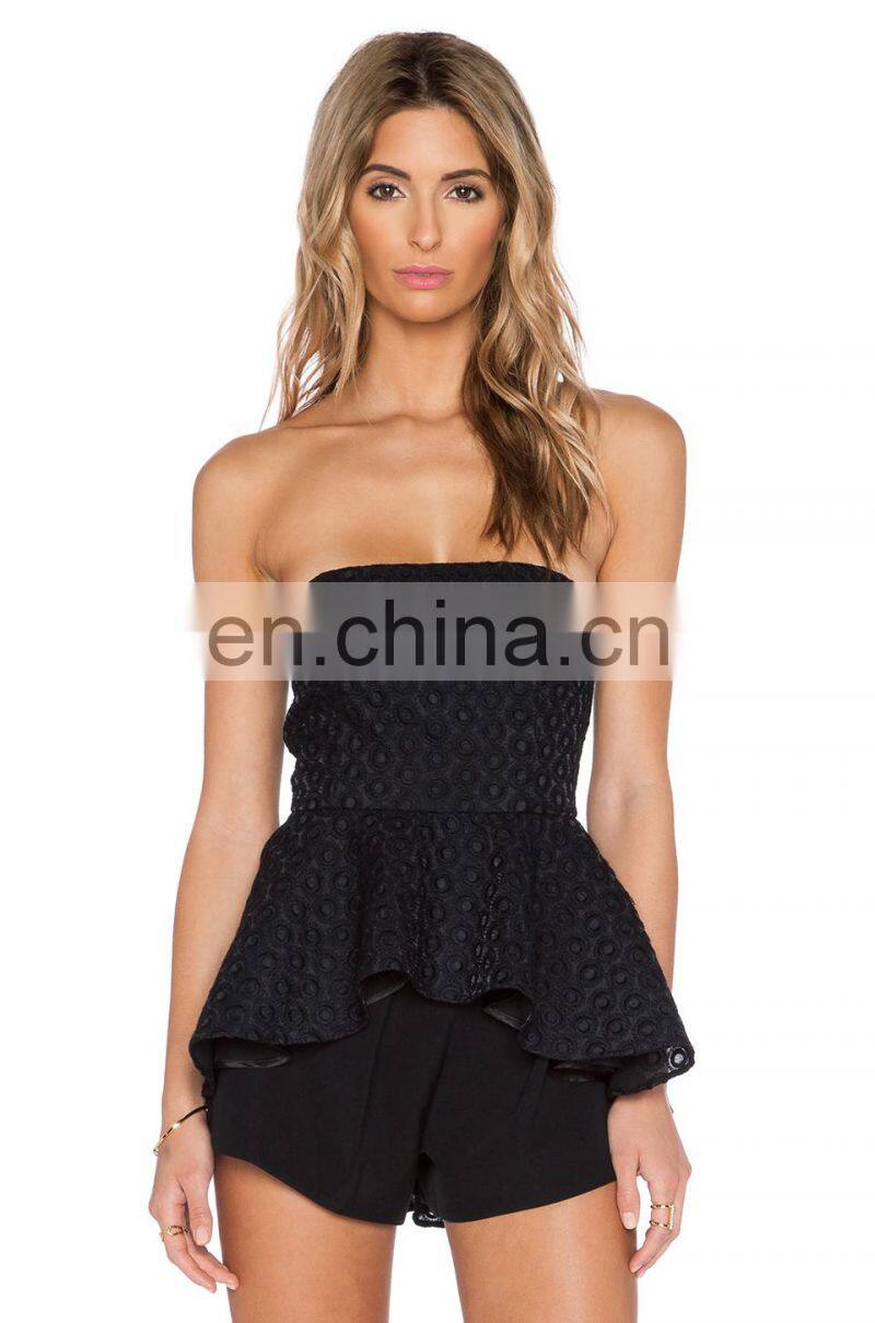 Black Strapless Off Shoulder Girls Party Wear Tops