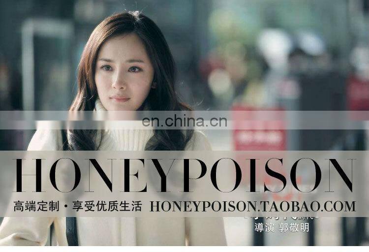 2014 Korean style white midi pattern woollen rabbit fur coat