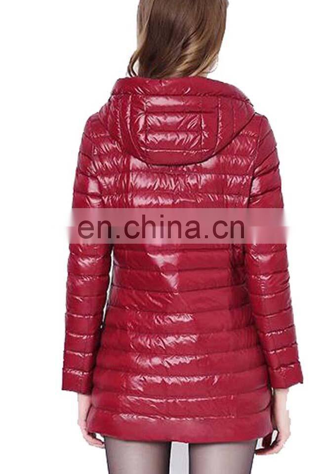 2017 newest woman long waterproof nylon shell down jacket
