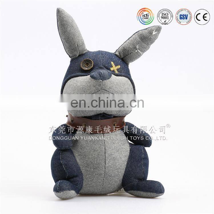 OEM sitting long ears brown soft plush rabbit toy with bag