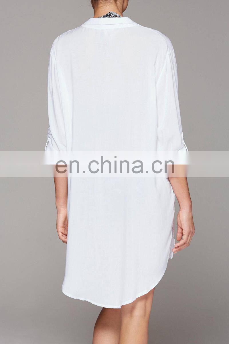 Summer Beachwear White Black Chiffon Blouse Shirt Bathing Suit Women Swimsuit Beach Sarongs Cover Ups Beach Dress Tunic Swimwear