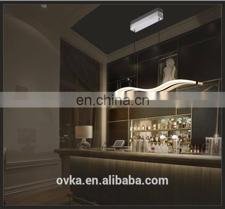 simple bedroom restaurant Acrylic stainless steel modern wave pendant light