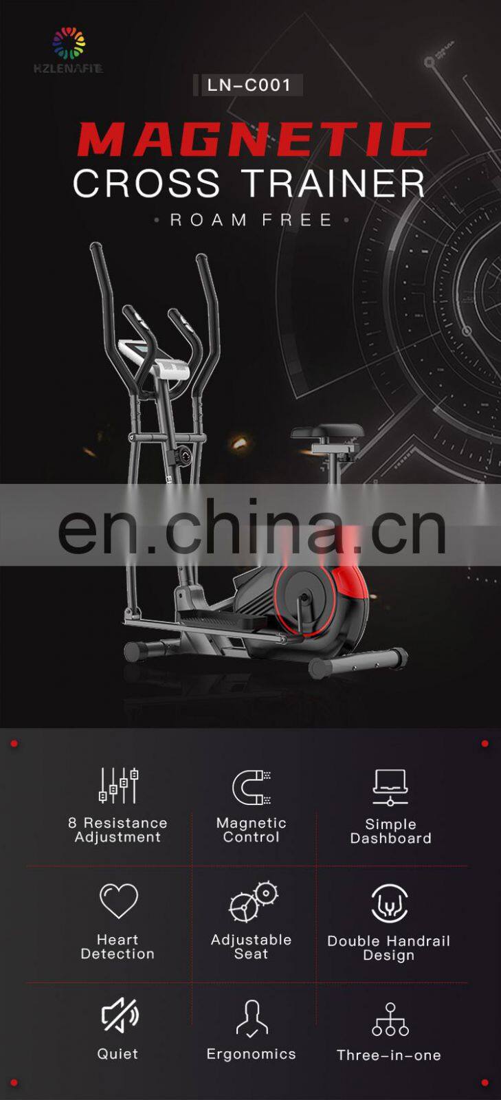 heavy duty cross trainer 2 in 1 lliptical machines bearing weight 130kg