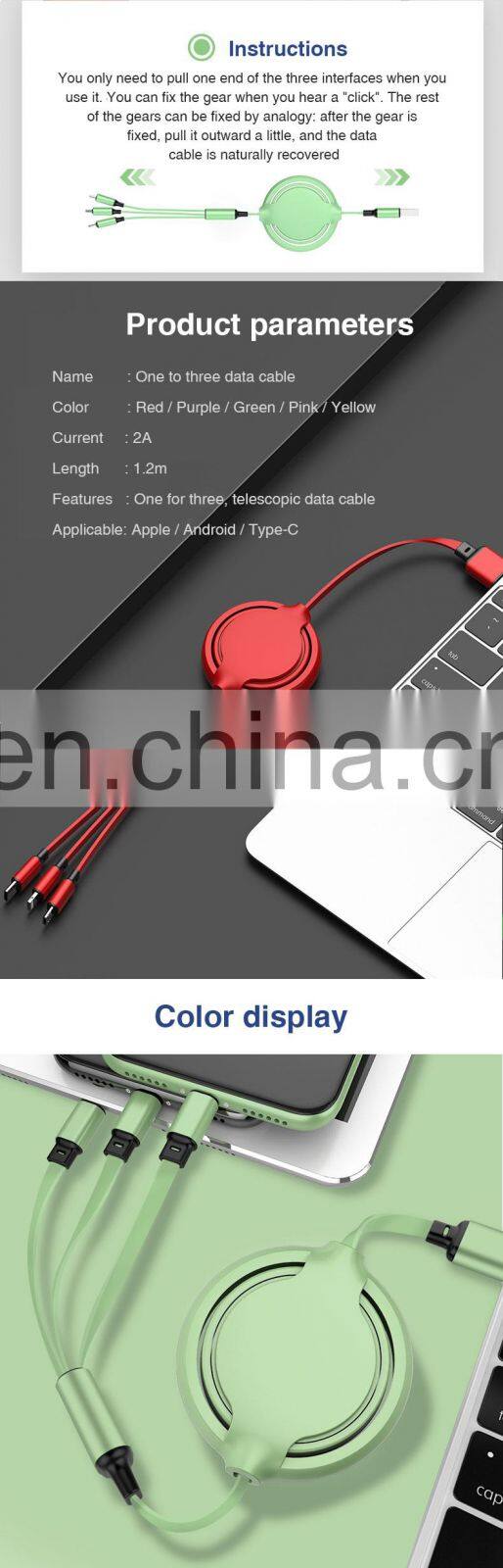 3 In 1 Usb Cable Micro Usb Fast Charging Nylon 1M 2A 2020 New Product Cable Original Factory Wholesale Data line cable