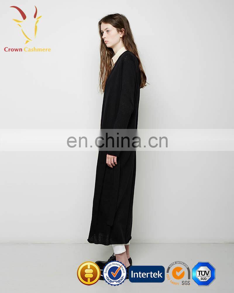 Ladies Long Coat Style Cashmere Cardigan with Belt Women