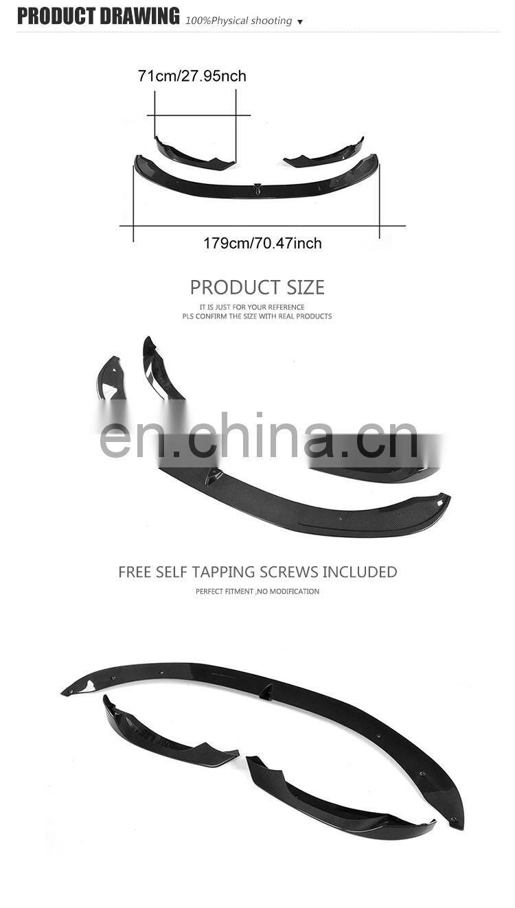 Carbon Fiber F8x M3 Car Front Bumper Lip for BMW F80 M3 F82 F83 M4 14-19 3PCS/SET