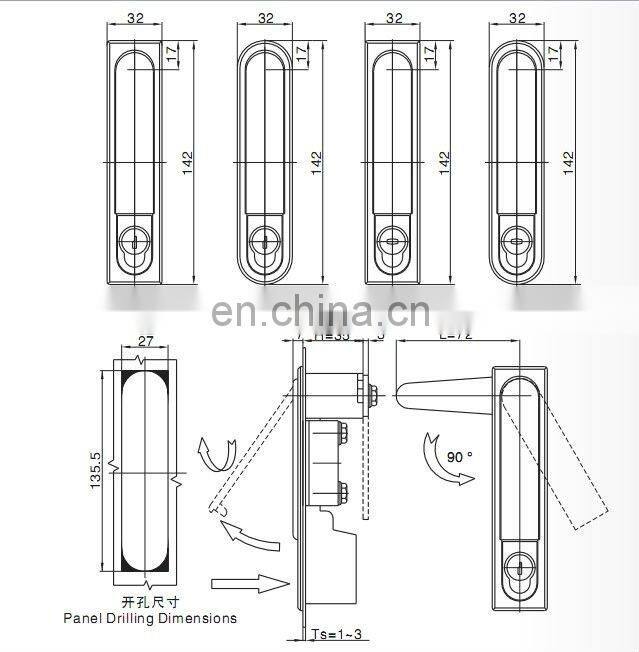 MS818 Powder Coated Zinc Alloy Cabinet Plane Lock