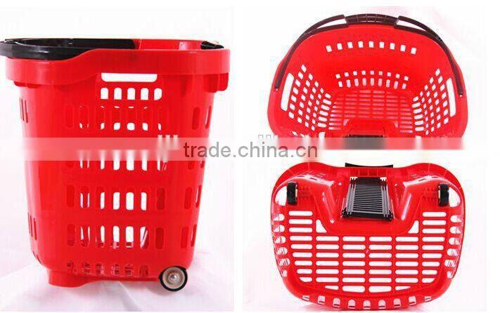 laundry plastic shopping basket with wheels