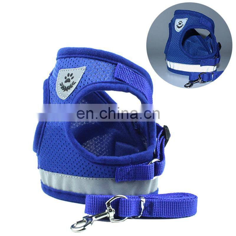Dog Harness with Leash Summer Pet Adjustable Reflective Vest Walking Lead for Puppy Polyester Mesh Harness