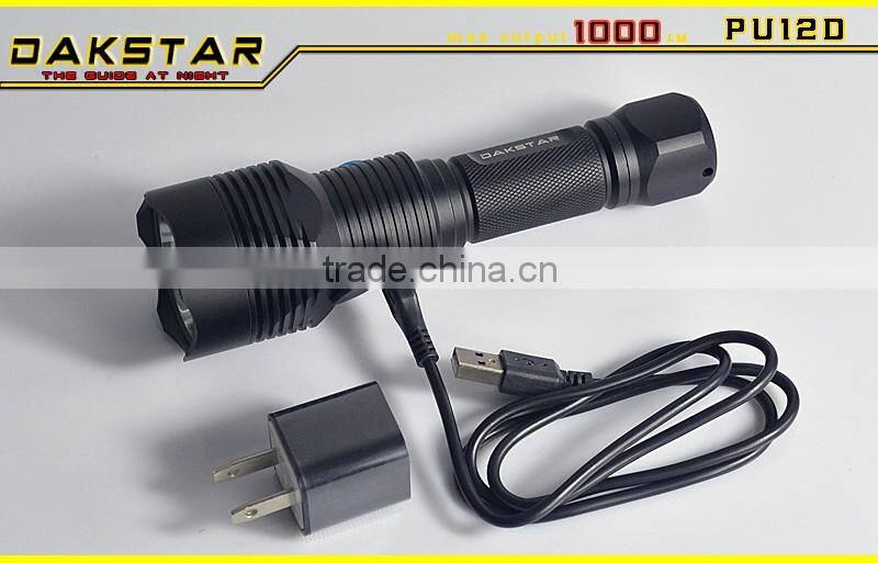 DAKSTAR PU12D 18650 battery Micro USB Car Rechargeable Torch power bank with flashlight