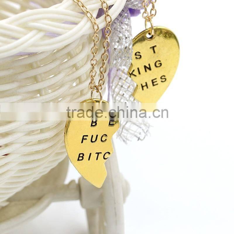Best Bitches broken heart necklace pendant necklace wholesale