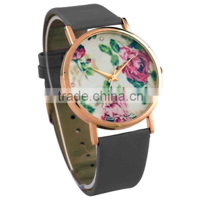 FT1432 High quality stainless steel case back floral analog fashion watch