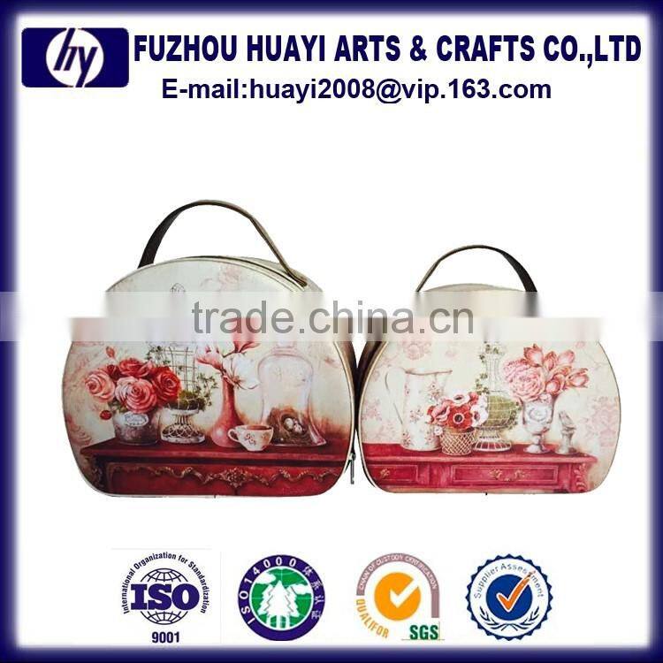 colorful cosmetic box pu printing mini storage boxes set two