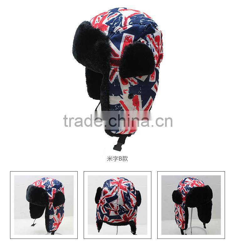 New United Kingdom Flag Printed Women Men Winter Hat And Caps With Earflap