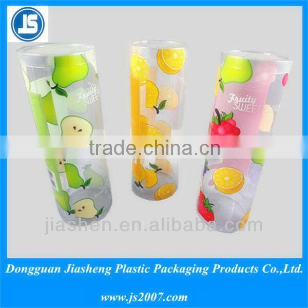 clear PET plastic printed packaging cylinder with lid