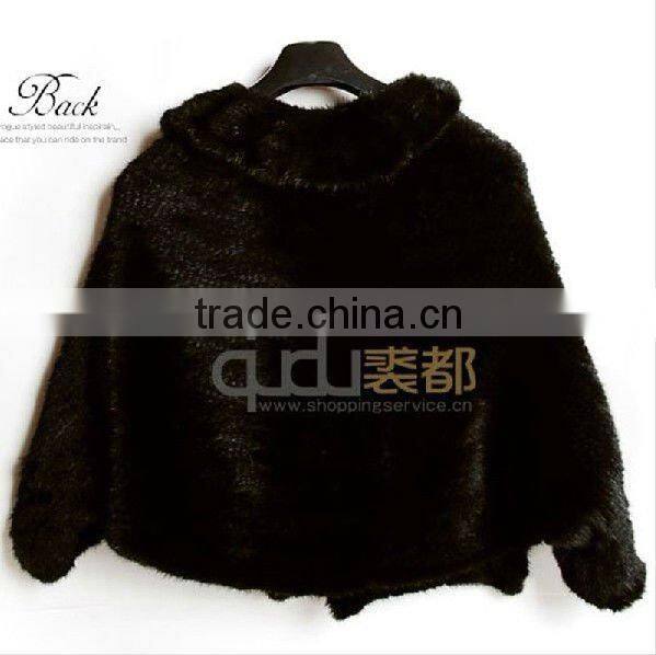 Camel9040 Fashion Fur Shawl Wholesale/Retail Poncho Kintted Mink Fur Shawls Women