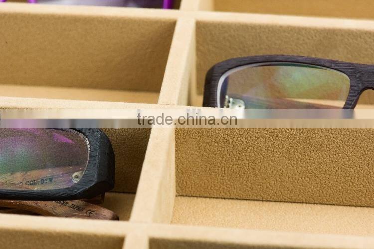luxury MDF black glossy varnish handmade sunglasses wooden box packing 8 pieces