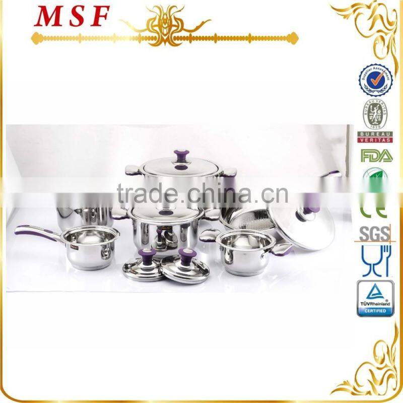 MSF Surgical 12pcs Stainless Steel Cookware With Color Silicon On Handle & Knob MSF-3829