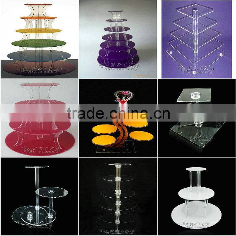7 tiers round stabilized Acrylic cake display stand , factory direct sale acrylic cake display stand