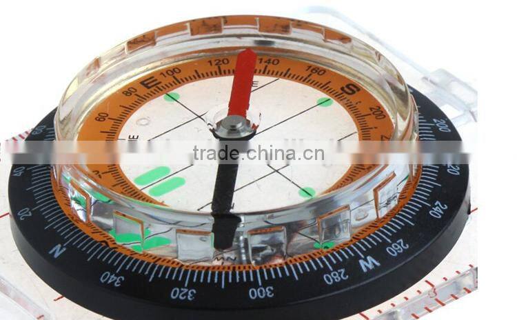 outdoor camping baseplate map compass with ruler and magnifier