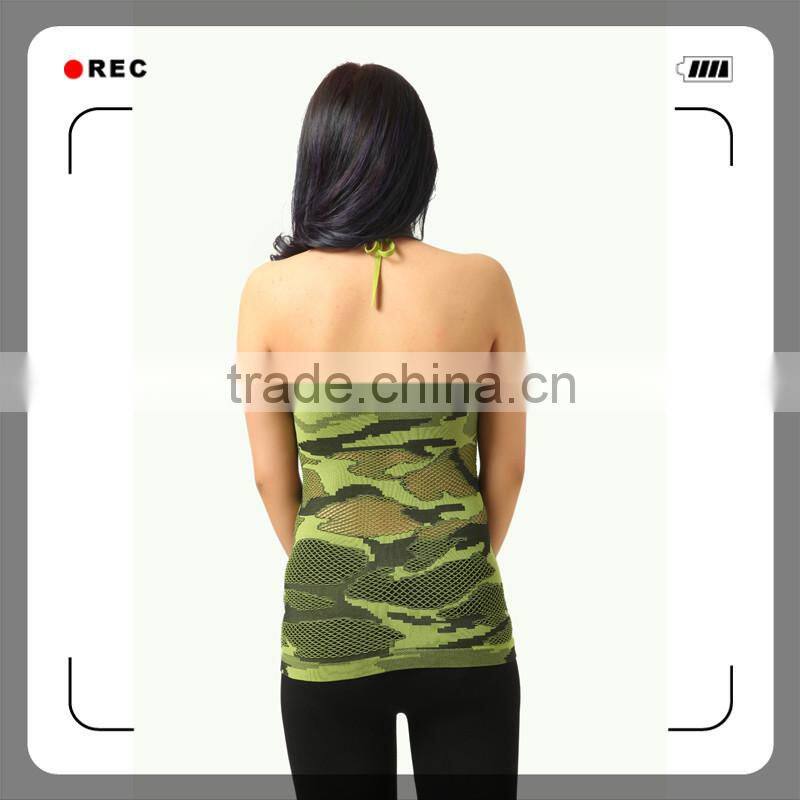 Girl's wholesale seamless camo tank top with mesh
