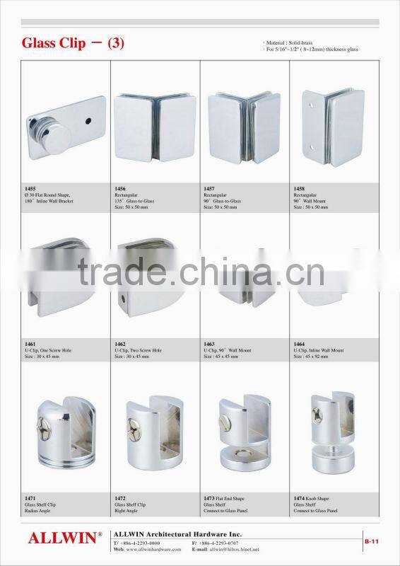 Solid Brass Flat End Shape Shelf Glass Clip