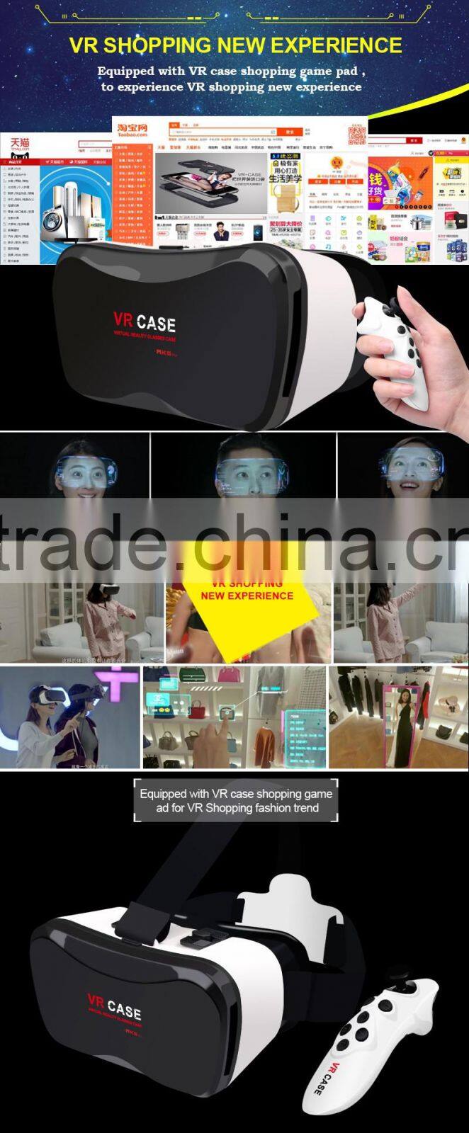 VR Case 5th Virtual Reality 3D Glasses Bluetooth 3.0 Remote Controller VR Box For iOS Android 3.5-6 inches