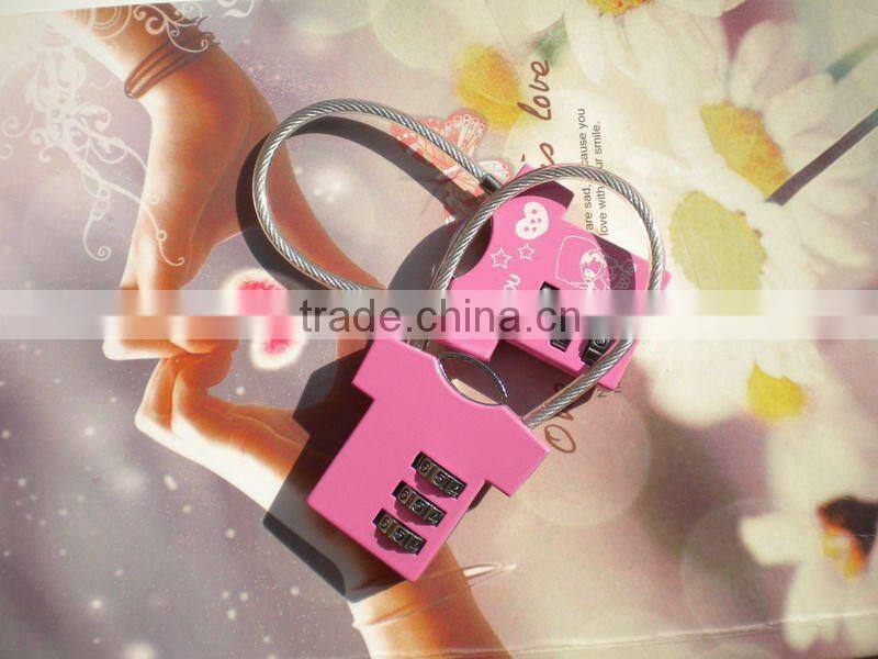 New 2014 hot sale 3 digital reset suitcase Cable combination lock