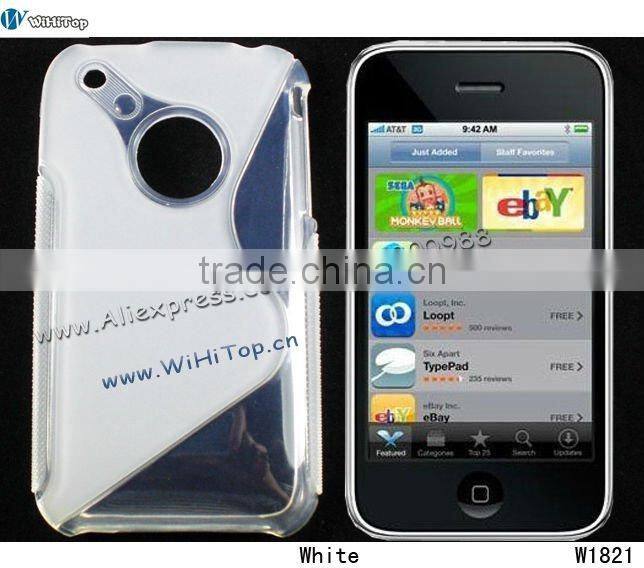 White Color.S line Shape TPU Skin Back Cover for iPhone 3G/3Gs