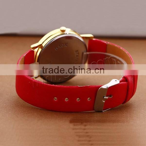 European Style Black Leather Women Wrist Watch Customized PU wrist watch oem