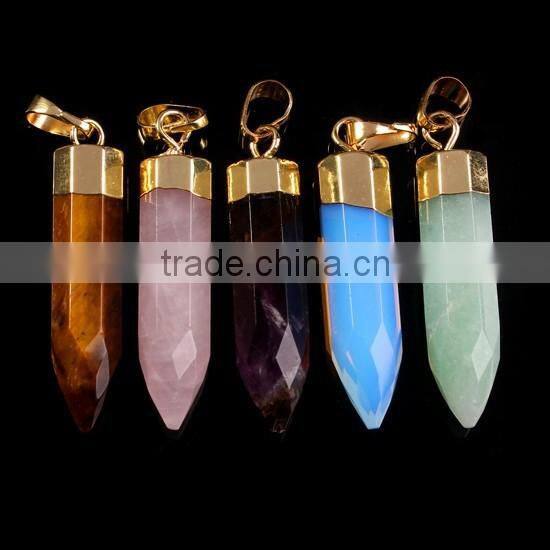 Popular Natural Stone Necklaces For Women Quartz Gem Stone Crystal pendant Necklace--OEM welcome