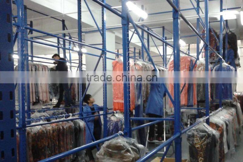 The warehouse steel clothes racking used in the production and warehouse areas